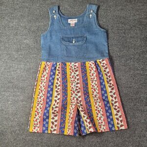 Copper Key Little Girls Front Pocket  Denim Romper Picnic‎ Fruit Themed Sz 10
